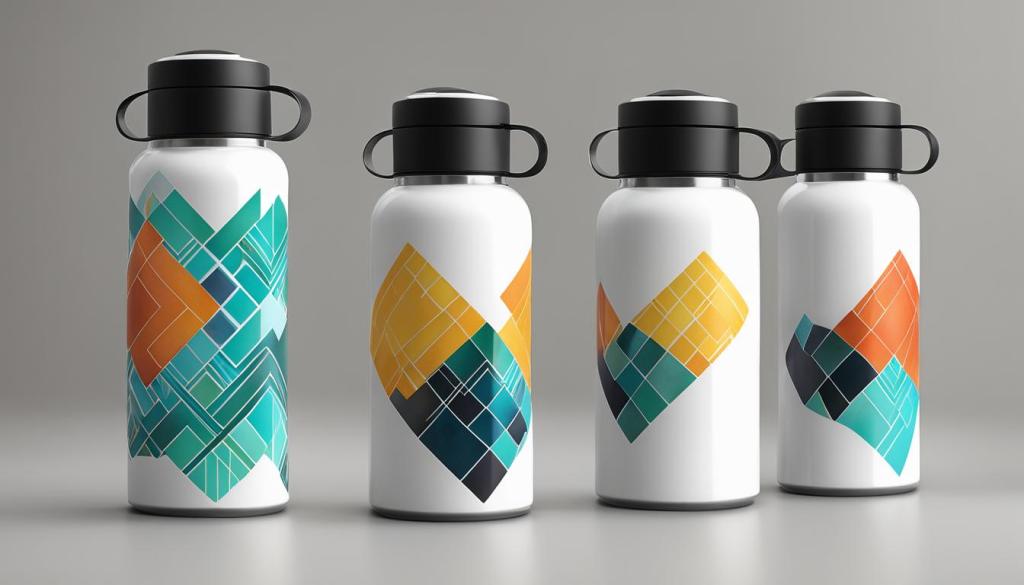 botol minum custom dengan desain geometris